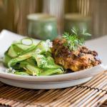 American Coconut Chicken with Spicy Cucumber Ribbons Appetizer