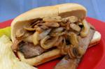 American Grilled Steak Sandwich With Mushrooms and Caramelized Onions Dinner