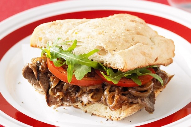 American Steak Sandwich With Caramelised Onions Recipe Appetizer