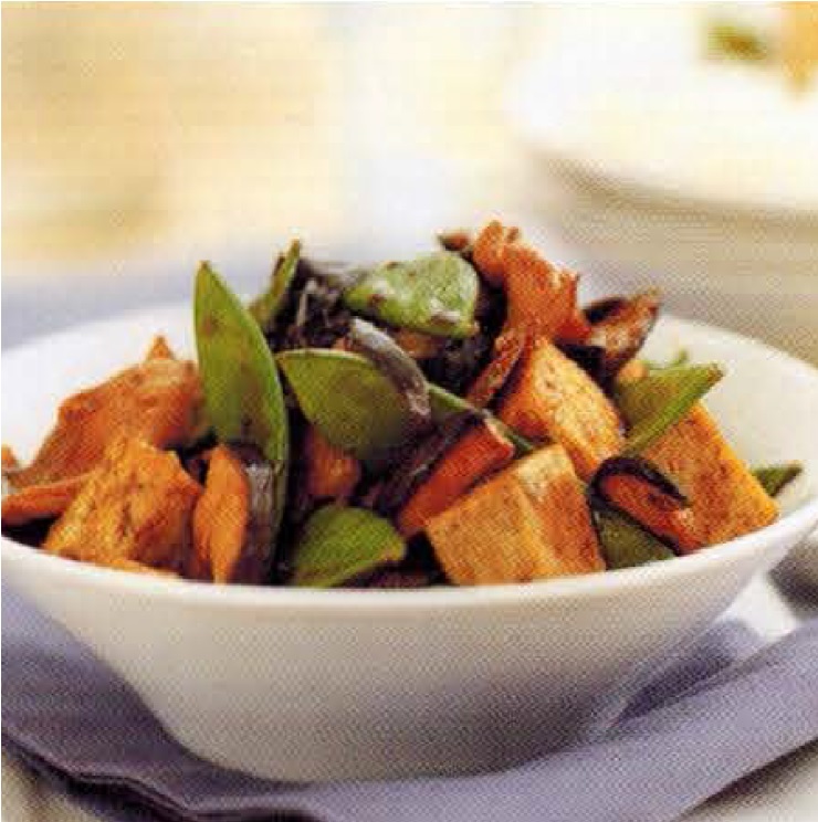 Chinese Stir-fry Tofu Snow Pea And Mushroom Appetizer