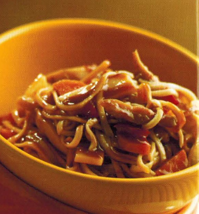 Chinese Sweet and sour Noodles with Chicken Dinner