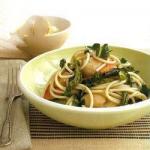Spaghetti with Scallops Asparagus and Spinach recipe