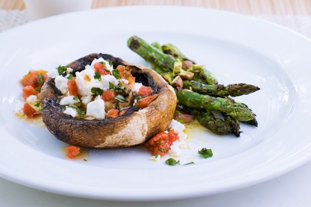 American Feta And Tomato Topped Mushrooms Recipe Appetizer