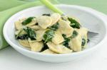Spinach And Ricotta Agnolotti With Creamy Cheese Sauce Recipe recipe