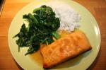 American Baked Mapleglazed Salmon With Wilted Spinach Dessert