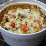American Gratin of Fusillis with Spinach Cheddar and Tomatitos Appetizer