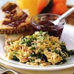 Canadian Scrambled Eggs with Spinach and Ham Dinner