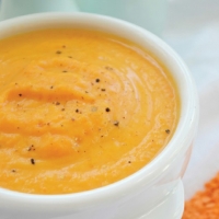 American Curried Sweet Potato Carrot and Red Lentil Soup