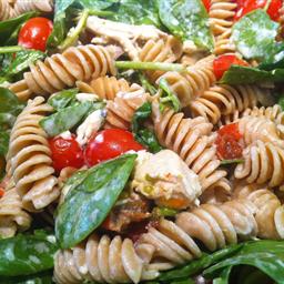 Canadian Pasta Spinach Tomatoes and Gorgonzola Dinner