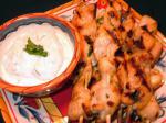 American Chipotle Chicken Skewers With Creamy Cilantro Dipping Sauce Appetizer