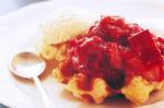 American Waffles With Rhubarb Recipe Dessert
