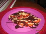 American Crepes With Strawberries and Chocolate Sauce Breakfast
