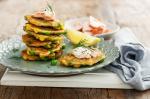 American Pea And Corn Fritters With Hot Smoked Salmon Recipe Appetizer