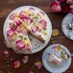 American Coconut Cake with Rose Petals Dessert