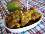 American Sweet and Sticky Mango Basted Chipolata Sausages Appetizer