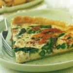 Tart with Green Asparagus Peas and Ham recipe