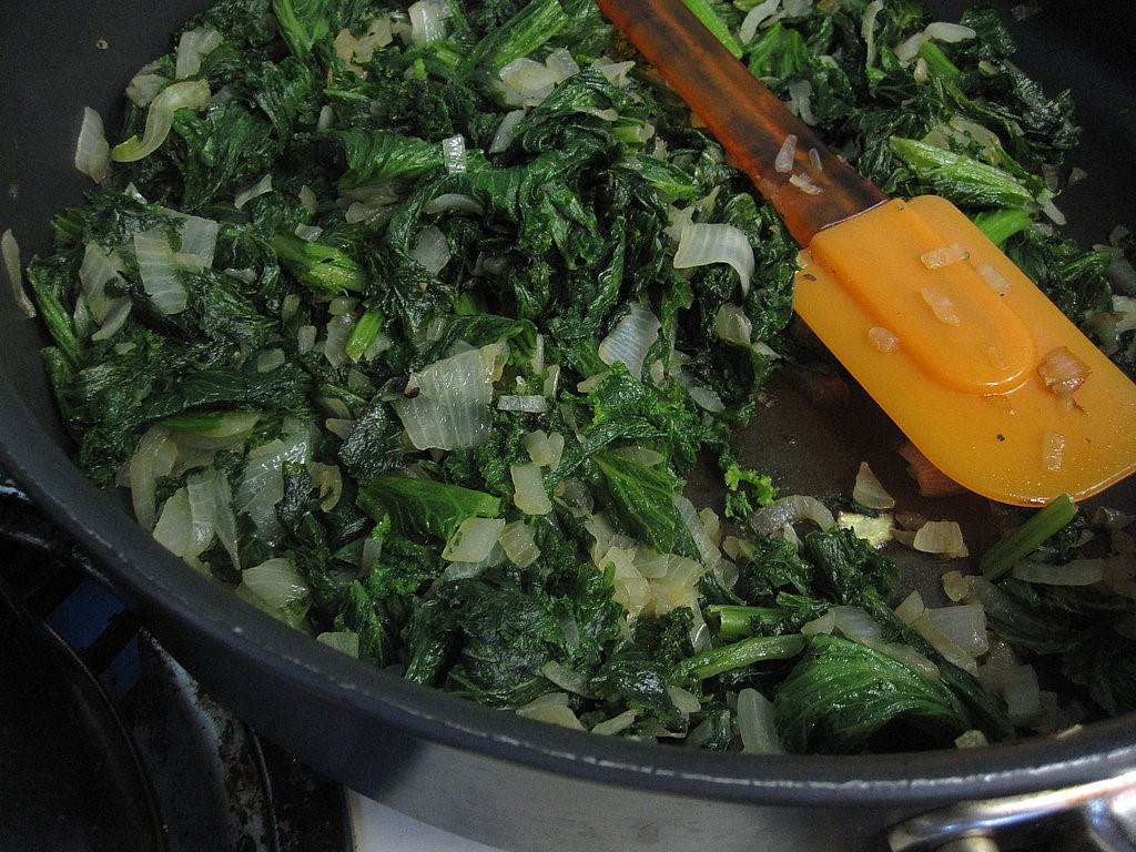 American Mustard Green and Sweet Onion Frittata Appetizer