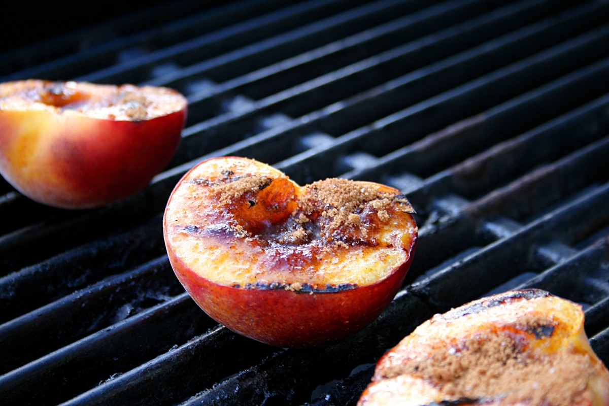 British Poached Nectarines with Mavrodaphne komposta Me Nektarinia Appetizer