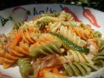 Jamaican Rotini Pasta With Smoked Ham Vegetables and  Cheeses Dinner