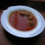 American Tomato Soup with Meat Dumplings Appetizer