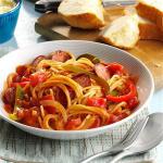Italian Spaghetti with Sausage and Peppers Dinner
