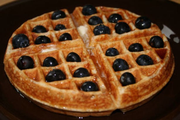 American Whole Wheat Waffles With Blueberries Dessert