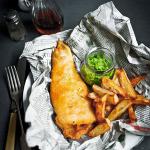 American Fish Chips and Minted Mushy Peas Appetizer