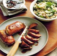 Taiwanese Crispy Orange Duck with Spinach Rice Pilaf Dinner