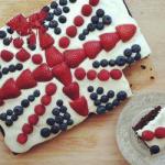 American Cake with Strawberries Blueberries and Raspberries Dessert