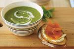 American Minted Pea Soup With Smoked Salmon And Cream Cheese Toasts Recipe Appetizer