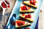 American Strawberry Cheesecake With A Chocolate Brownie Base Recipe Dessert