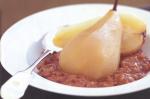 American Poached Pears With Chocolate Risotto Recipe Dessert