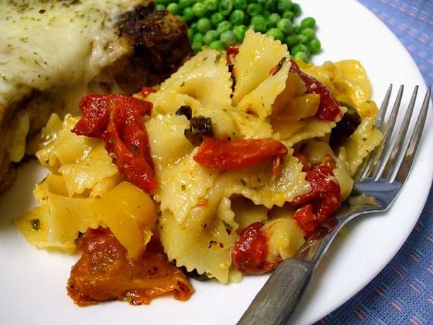 American Sweet and Sour Peppers with Pasta Bows Dessert