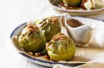 American Baked Apples With Almond Crumbs and Caramel Sauce Recipe Dessert
