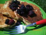 British Bananaflax Pancakes With Blueberry Sauce Breakfast
