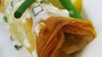 American Phyllowrapped Halibut Fillets with Lemon Scallion Sauce Recipe Appetizer