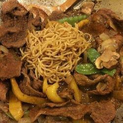 Chinese Beef with Vegetables and Chinese Noodles Dinner