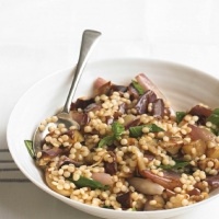 Eggplant Salad with Israeli Couscous and Basil recipe