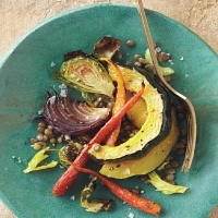 Roasted Fall Vegetables and Lentil Salad recipe