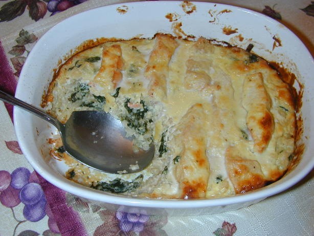 American Salmon Spinach Bake Dinner