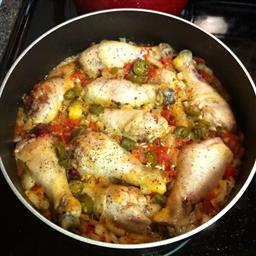 American Chicken and Rice Dinner in a Skillet Dinner