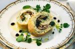 Italian Mushroom Spinach and Pancetta Roulade Recipe Appetizer