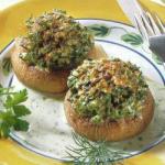 British Stuffed Mushrooms with Bacon in Herb Sauce Appetizer