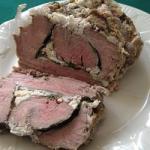 British Stuffed Lamb Roast Meat with Spinach and Goat Cheese Appetizer