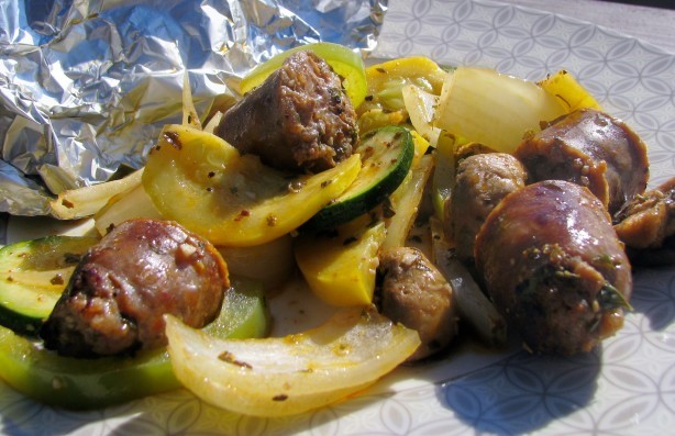 Italian Grilled Italian Sausage Veggies in Foil Appetizer