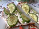 Italian Crunchy Cheesy Open Face Cucumber Sandwiches Appetizer