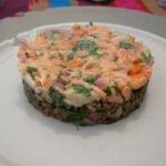 Australian Tartar and Shells Saintjacques on Bed of Lentils Appetizer