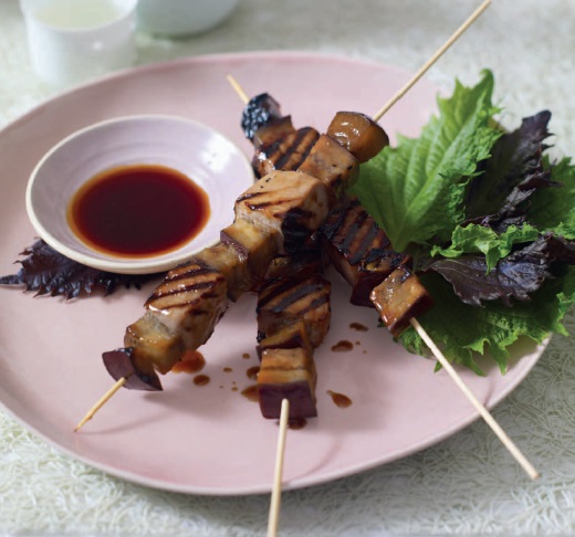 Japanese Tuna and Eggplant Yakitori Skewers BBQ Grill