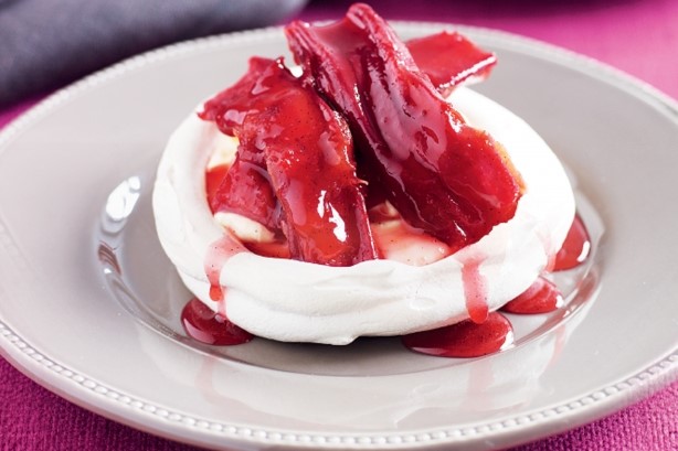 Australian Poached Rhubarb With Meringues Recipe Dessert