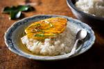 American Coconut Sticky Rice with Grilled Mango and Kaffir Lime Syrup Appetizer